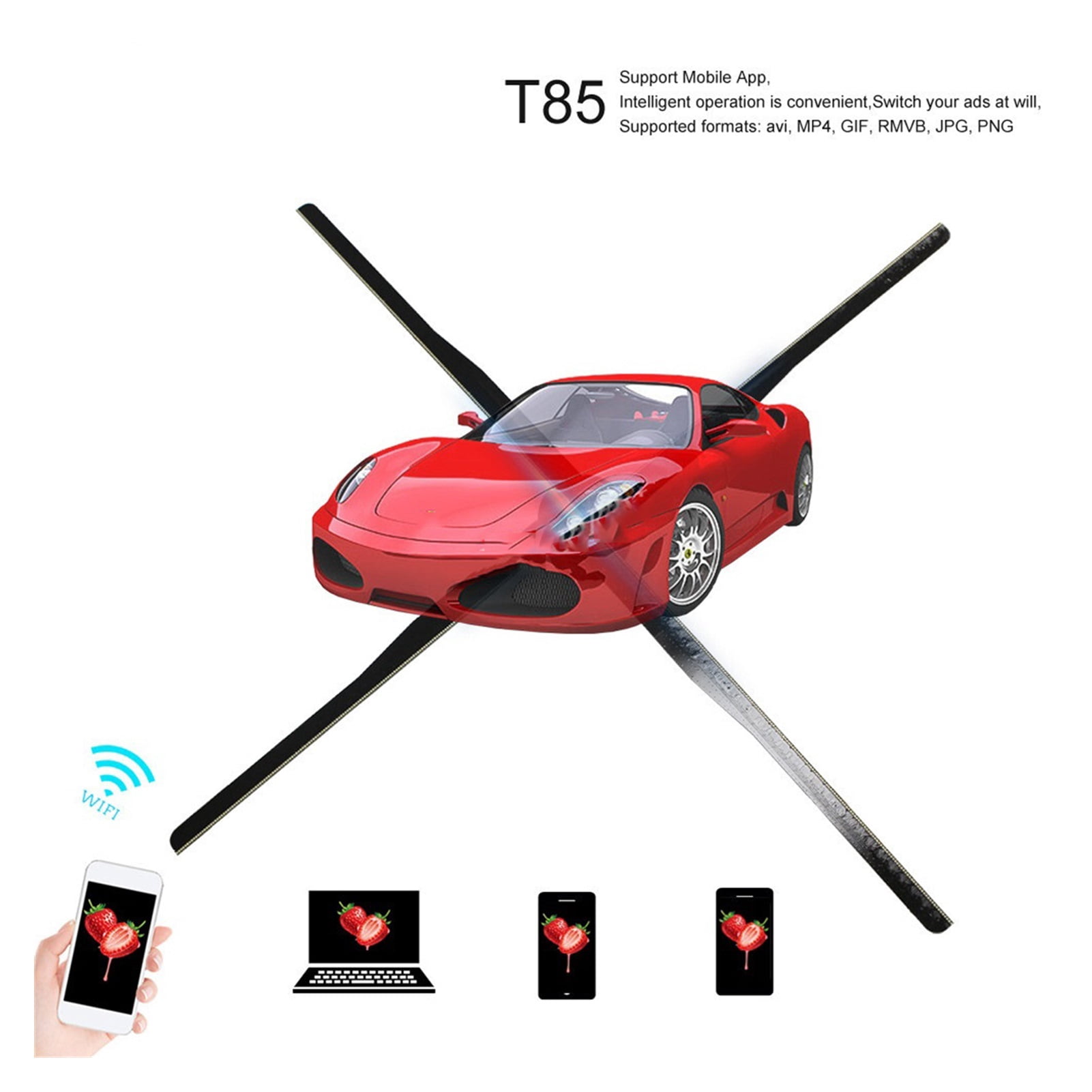 Upgrade 84cm Wifi 3D Hologram Projector Light Advertising Display LED Fan Holographic Imaging Lamp 3D Remote Hologram Player ,High-Definition Presentation