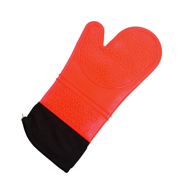 Red Silicone Oven Mitt Heat Resistant Pot Holders Flexible 