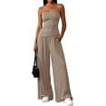 thumbnail image 4 of PRETTYGARDEN Summer Sets Women 2 Piece Outfits Asymmetrical Tube Tops and Pants Beach Vacation Airport Matching Lounge Set, 4 of 8
