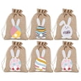 thumbnail image 2 of Easter Jute Gift Bags with Bunny and Egg Designs, Small Burlap Bags for Treats Party Favors, Easter Basket Fillers (Set of 6), 2 of 8