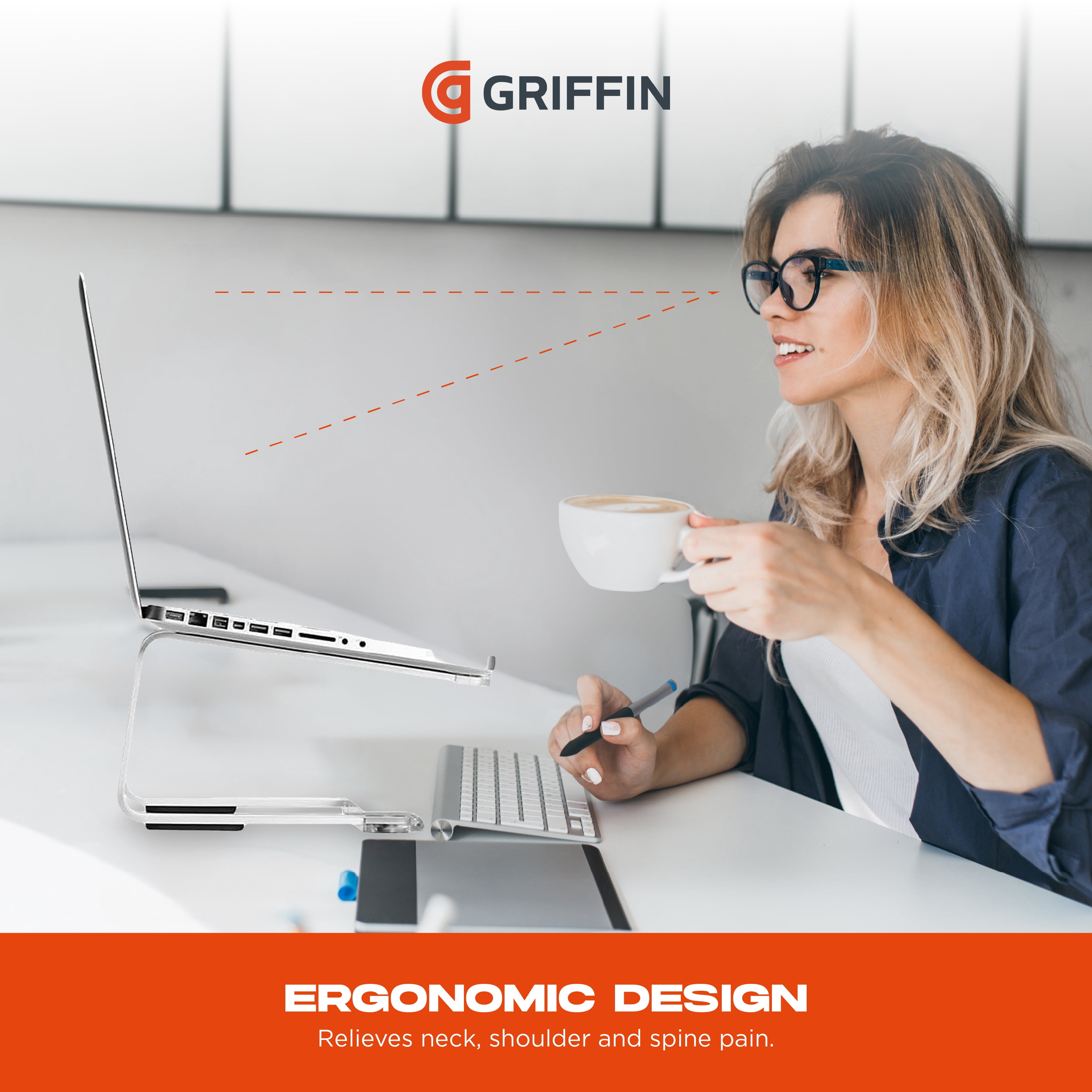 Griffin Elevator Laptop Stand, Ergonomic Computer Riser & Laptop Mount Made of Sturdy Brushed Aluminum