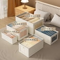 thumbnail image 5 of HCBY Cloth Storage Box with See-through Window & Lid, Foldable Fabric Organizer Bin for Clothing, Blankets, Home Storage, Stackable Medium Size Closet Organizer (Beige,14.2"x9.8"x7.9"), 5 of 6