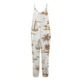 thumbnail image 4 of SAATLERI Hawaiian Jumpsuits for Women Tropical Floral Print Wide Leg Overalls Sleeveless Oversize Long Square Neck Rompers for Women, 4 of 5