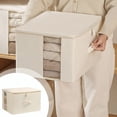 thumbnail image 1 of And Linen Storage Box Clothing Fabric Transparent Windowed Washable Folding Storage Box Bottom Plastic Panel, 1 of 9