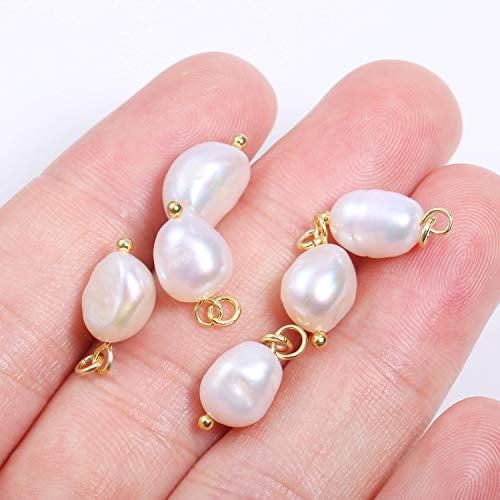 SPUNKYCHARMS Wholesale 6PCS Baroque Freshwater Cultured Pearl Charms Natural Irregular White Pearl Pendant Supplies for Jewelry Making