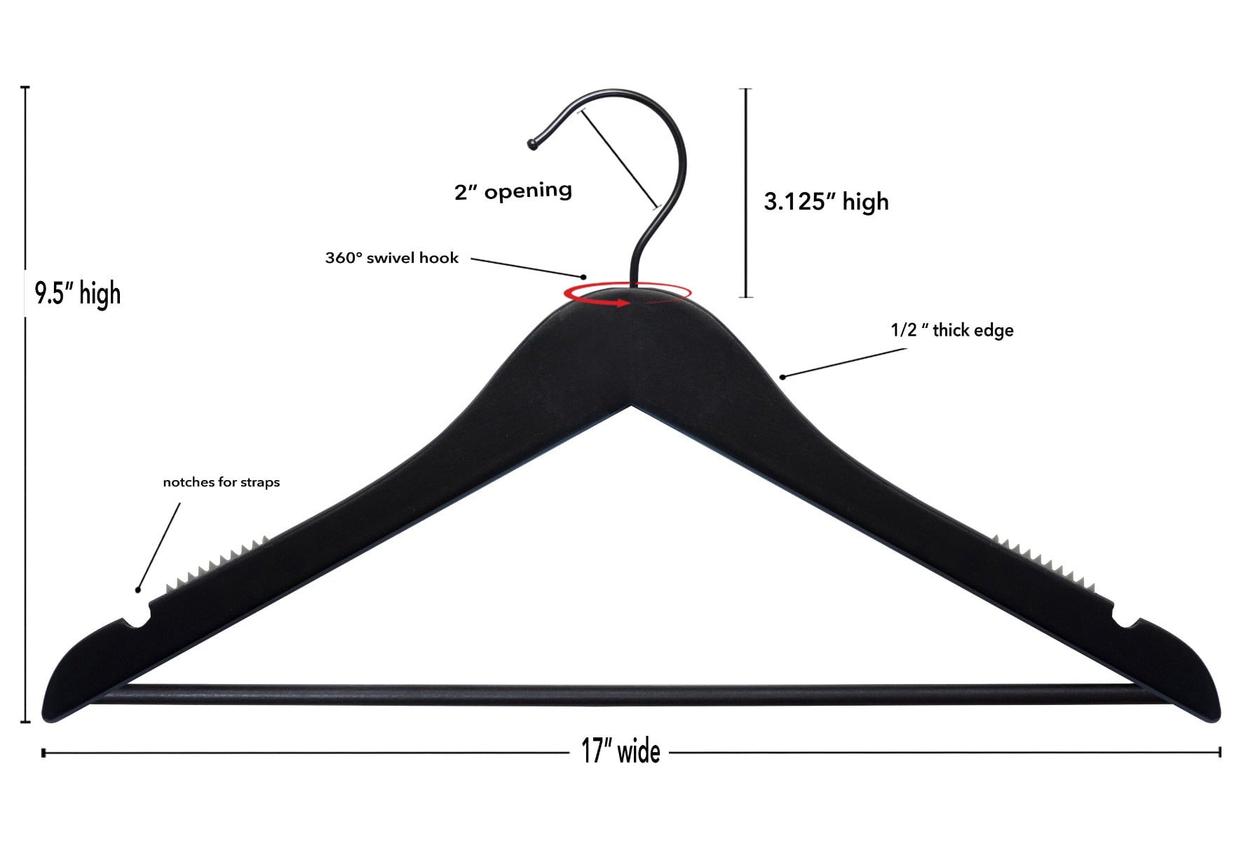 Wooden Suit Hangers - NAHANCO Line - 17" Greywash - Home Use