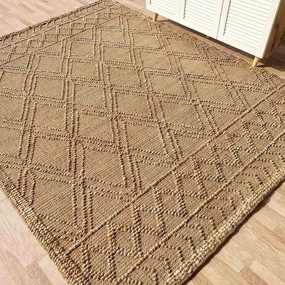 Ramsha Handmade Area Rug Natural Color Jute 8'x10' ft Home Decor Woven Rug - SR 019