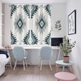 thumbnail image 5 of Turquoise Aztec Kitchen Curtains 63 Inch Length, Bohemian Southwest Neutral Aesthetic Grommet Top Bedroom Living Room Curtains, Light Filtering Cafe Curtain Drapes 2 Panels Set 104''x63'', 5 of 9