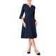 thumbnail image 2 of Vestido de mujer con vuelo Inspire Chic, escote en V, manga 3/4, elegante, corte A, vestido de trabajo 2XL azul marino, 2 of 5