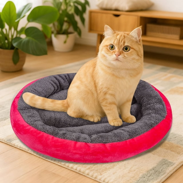 QTOCIO Thickened Suede Pet Mat Pet Kennel Mat Warm Cats Kennel Dog Kennel Round Winter