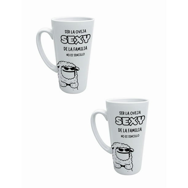 Duo de taza de cerámica 500 ml. diseño divertido Ser la oveja sexy de la familia no es sencillo regalo original