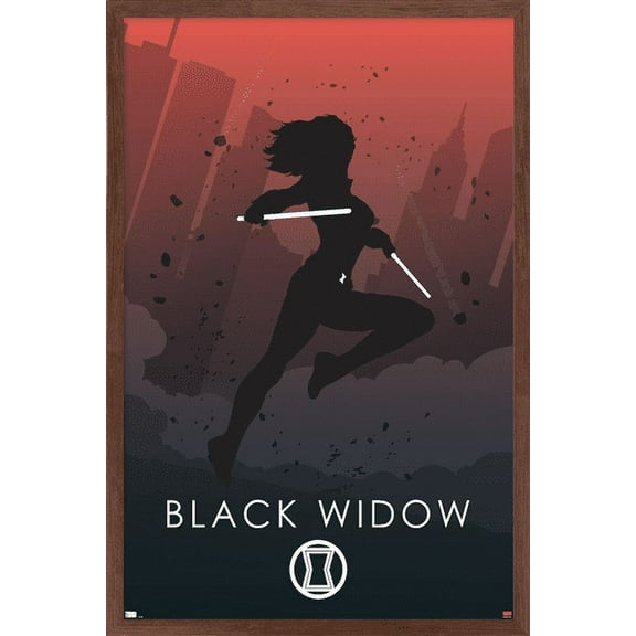 Marvel Heroic Silhouette - Black Widow Wall Poster, 22.375" x 34", Framed
