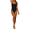 thumbnail image 1 of Traje de baño de una pieza para mujer, con cordones, espalda cruzada, control de abdomen, sin espalda, bañador monokini, color negro, 1 of 5