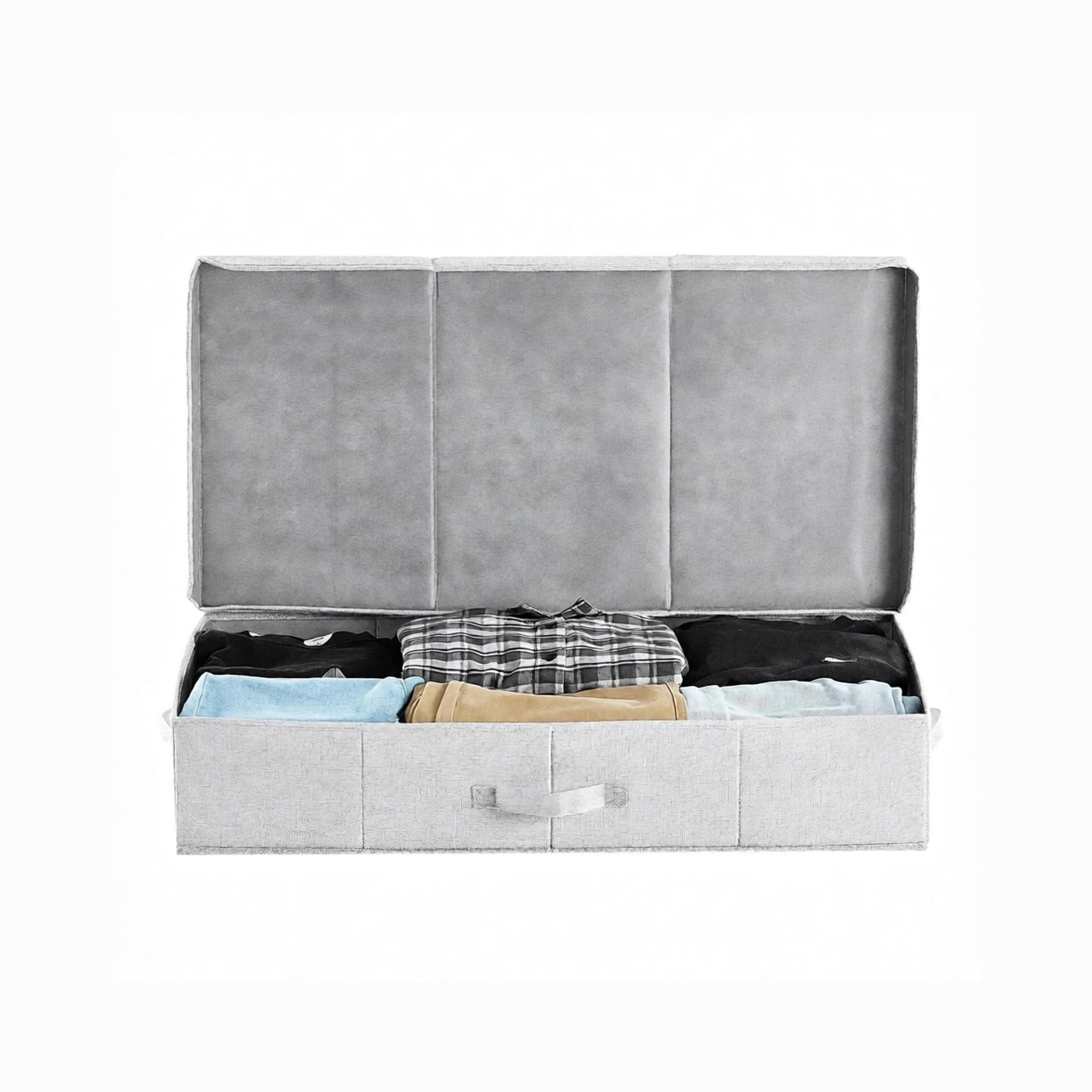 2 Pack 48L Under Bed Storage Containers with Lids, Low Profile Gray Drawer Bins for Blankets & Shoes