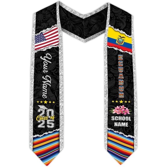 Ecuador Graduation Stole, Ecuadorians American Flag Graduation Sash 2025, Ecuadorians Graduation Sash