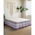 thumbnail image 2 of Purple Grey Stripes Bed Skirt Queen Size 16" Drop Vintage Coastal Style Wood Texture Ruffled Wrap Around Bed Skirts Adjustable Elastic Bedskirt Dust Ruffle for Queen Size Bed, 2 of 7