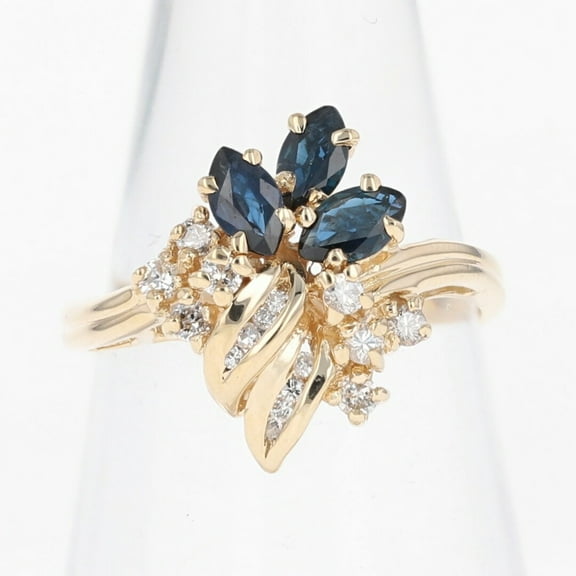 Dreamofdazzles Jewels 3.00 Ct Marquise Cut Sapphire & Diamond Engagement Wedding Cocktail Band Ring 14K Yellow Gold Plated 925 Sterling Silver For Women's -4
