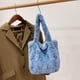 thumbnail image 5 of Bolso con asa superior para mujer, bolso de hombro de felpa suave para otoño e invierno (azul), 5 of 7