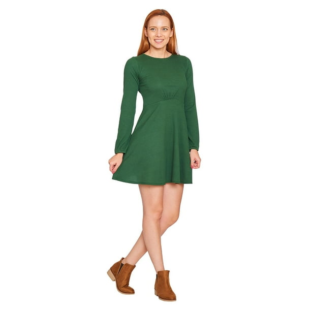 Vestido Manga Larga Mujer Casual Verde Corte Princesa verde XG INCÃGNITA 330808