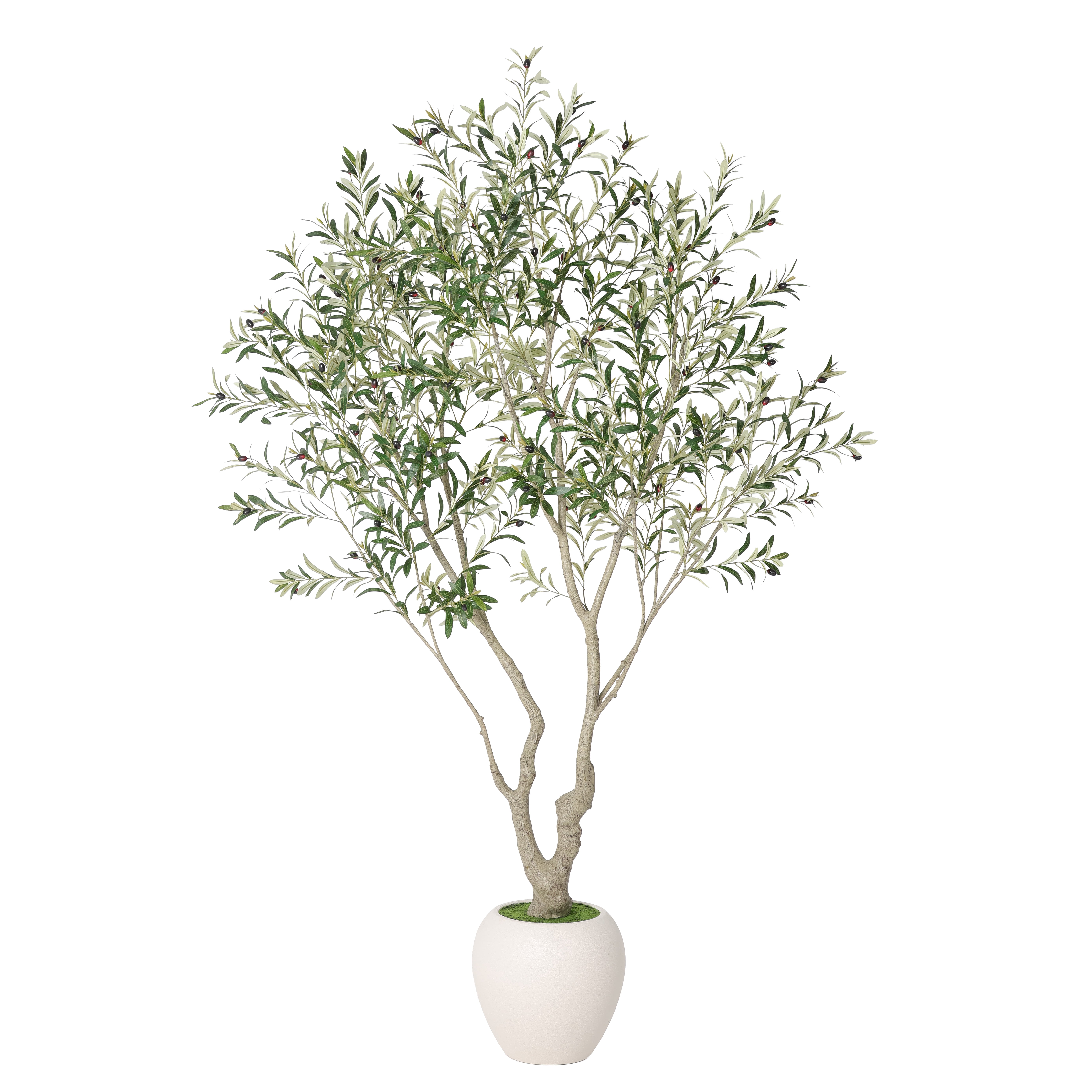 8FT Artificial Olive Tree with White Pot,Natural Trunk Realistic Leaves Lifelike Faux Floor Plant for Home House Office Decor