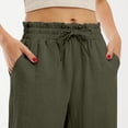 thumbnail image 5 of Delayuji Womens Linen Pant Loose Stretch Pleated High Waisted Straight Leg Pants Relaxed Fit Casual Pant Daily Wear, 5 of 6