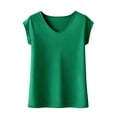 thumbnail image 3 of ZXSXSY Womens V Neck Cap Sleeve Solid Color T-Shirt, 3 of 3