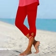 thumbnail image 2 of MLQIDK Pedal Pushers for Women Yoga Leggings Trendy Summer High Waisted Knee Length Ladies Leggings Dressy Casual Yoga Capris with Pockets Wine 2XL, 2 of 6