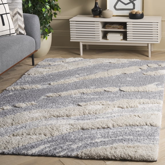 Safavieh Hi-Lo Almira Abstract Shag Area Rug, Gray/Light Beige, 5'3" x 7'6"