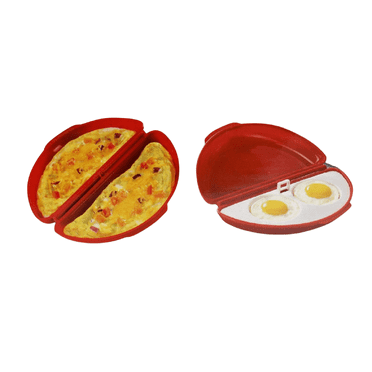 Dependable Industries Microwaveable Microwave Omelet Pan and 2 Cavity Egg Poacher Set
