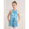 thumbnail image 4 of Mufeng Kids Girls Sleeveless Halter Sparkle Sequins Party Romper Gowns Pageant Wedding Birthday Jumpsuit Light Blue 8, 4 of 10