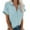 Light Blue, variant on WREESH Womens Fashion Button Down Shirts Solid Color Short Sleeve Shirt Summer Loose Fit Causal Blouse Tops Blue