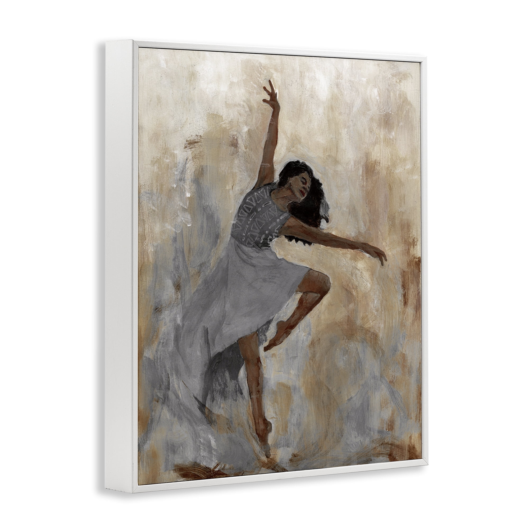 Stupell Industries Flowing Dancer Woman Novelty Painting White Framed Art Print Wall Art, 24 x 30