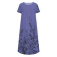 thumbnail image 4 of Pntutb Dress for Women Casual Round Neck Print Summer Short Sleeve Dresses Pockets, 4 of 7