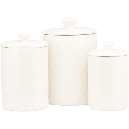 White Kitchen Canisters - 10 Strawberry Street Ocean 3 Piece Canister Set, White