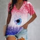 thumbnail image 2 of Blusa de manga corta con cuello en V informal para mujer a la moda, camisetas de verano Fridja  zx3421, 2 of 5