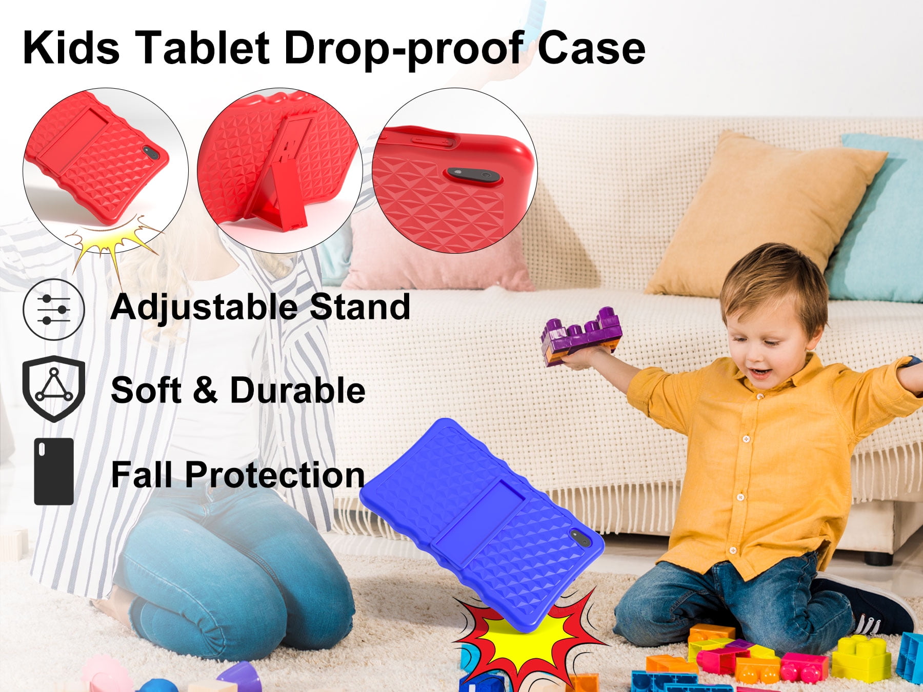 Kids Tablet, 10.1 inch Android 13 Tablet for Kids, 4GB RAM 32GB ROM 5000mAh Battery, Toddler Tablets with Bluetooth, WiFi, Parental Control, Dual Camera, Shockproof Case