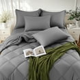 thumbnail image 4 of Sonoro Kate 5 Pieces Twin Comforter Set, Bed in a Bag for All Seasons, Soft Bedding Set with Comforter, 1 Flat Sheet, 1 Fitted Sheet, 1 Pillowcases, 1 Pillow Shams, Dark Gray, 4 of 7