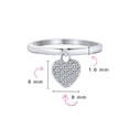 thumbnail image 4 of Bling Jewelry Womens Simple Delicate Sterling Silver Pave Dangle Heart Charm Ring 1MM Thin Band, 4 of 6