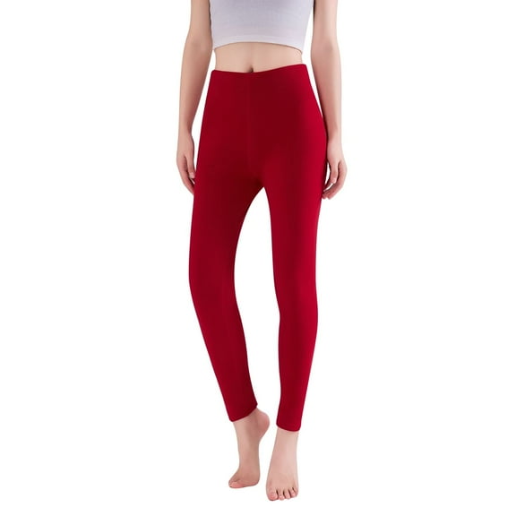 Fiaer Womens Leggings Lined Yoga Pants Oversized Thermal High Waisted Thickened Stretch Comfort Solid Color Trousers Red XL