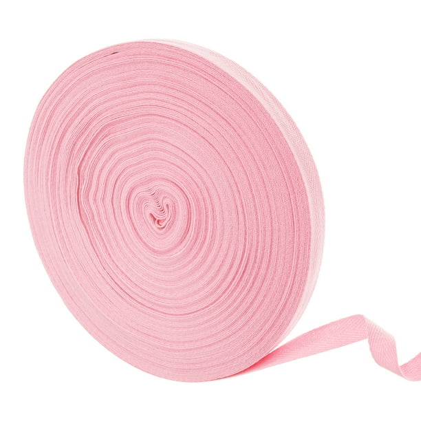 Cinta de Sarga de Algodón de 50 Yardas, Cinta de Ribete de Espiga de 15mm en Color Rosa