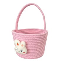 putnchl Easter Basket Bunny With ,Egg Hunting Easter Gift Bags For Kids Boys Girls, Cute Small Woven Gift Baskets Empty For Halloween Christmas Valentine's Day We
