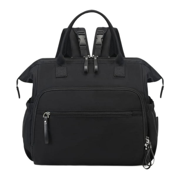 Bolsa de pañales para bebés para niños y niñas, elegante al aire libre para mamá, bolsa de pañales impermeable Negro