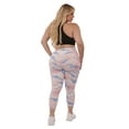 thumbnail image 3 of Plus Size High Waist Tummy Control Sports Leggings With Side Pockets - Pink  Blue Tie Dye, 3 of 9
