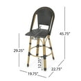 thumbnail image 3 of Cortina Wicker and Aluminum Outdoor 29.5 Inch Barstools, Set of 4, Black and Bamboo Finish, 3 of 8