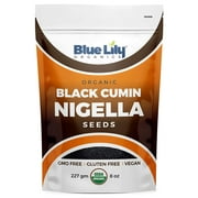 Blue Lily Organics Raw Nigella Black Cumin Seeds (Nigella Sativa) 8 oz (1/2 Pound) Bag