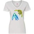 thumbnail image 3 of Inktastic Sea Turtles Swimming Together Women's V-Neck T-Shirt, 3 of 5