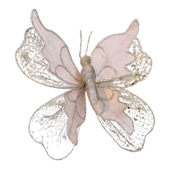 Adorno colgante de mariposa artificial para decoración de fotos, artesanía, fondo decorativo Rosa claro