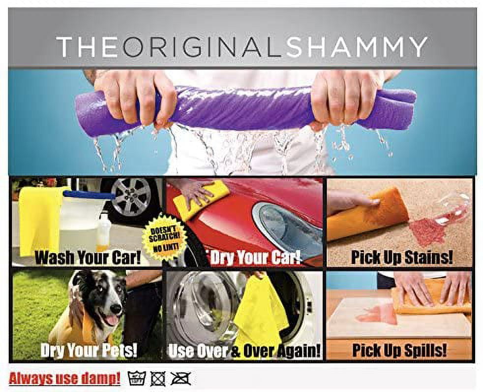 Super Chamois - Super Absorbent Shammy Cleaning Cloth Value 6 Pack - Holds 20X It's Weight in Liquid