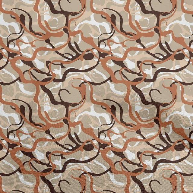 oneOone Viscose Chiffon Rust Brown Fabric Abstracts Sewing Material Print Fabric By The Yard 42 Inch Wide