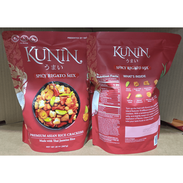 Kunin Spicy Rigato Mix Premium Asian Rice Crackers 20oz 567g (2